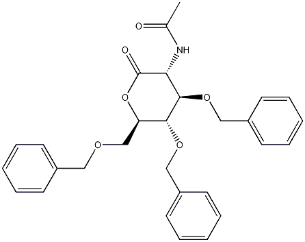 2-乙酰氨基-3,4,6-三-O-苄基-2-脱氧D葡糖酸-1,5-内酯 结构式