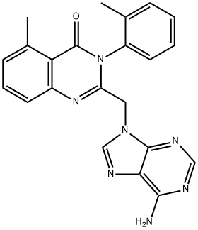 2-[(6-氨基-9H-嘌呤-9-基)甲基]-5-甲基-3-(2-甲基苯基)-4(3H)-喹唑啉酮 结构式