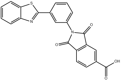 2-(3-(benzo[d]thiazol-2-yl)phenyl)-1,3-dioxoisoindoline-5-carboxylic acid 结构式