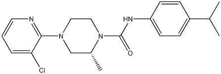 (2R)-4-(3-氯-2-吡啶基)-2-甲基-N-[4-(1-甲基乙基)苯基]-1-哌嗪甲酰胺 结构式