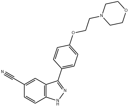 3-[4-[2-(吗啉-4-基)乙氧基]苯基]-1H-吲唑-5-甲腈 结构式