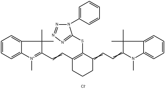 2-[2-[3-[2-(1,3-二氢-1,3,3-三甲基-2H-吲哚-2-亚基)乙亚基]-2-[(1-苯基-1H-四唑-5-基)硫基]-1-环己烯-1-基]乙烯基]-1,3,3-三甲基-3H-吲哚氯化物 结构式