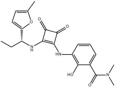 3-[[3-[(二甲基氨基)羰基]-2-羟基苯基]氨基]-4-[[(R)-1-(5-甲基呋喃-2-基)丙基]氨基]-3-环丁烯-1,2-二酮 结构式