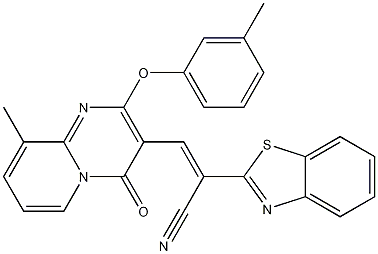 ALPHA-[[9-甲基-2-(3-甲基苯氧基)-4-氧代-4H-吡啶并[1,2-A]嘧啶-3-基]亚甲基]-2-苯并噻唑乙腈 结构式