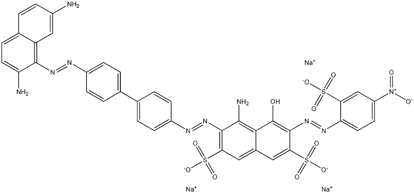 4-Amino-3-[[4'-[(2,7-diamino-1-naphtyl)azo]-1,1'-biphenyl-4-yl]azo]-5-hydroxy-6-[(4-nitro-2-sulfophenyl)azo]-2,7-naphthalenedisulfonic acid trisodium salt 结构式