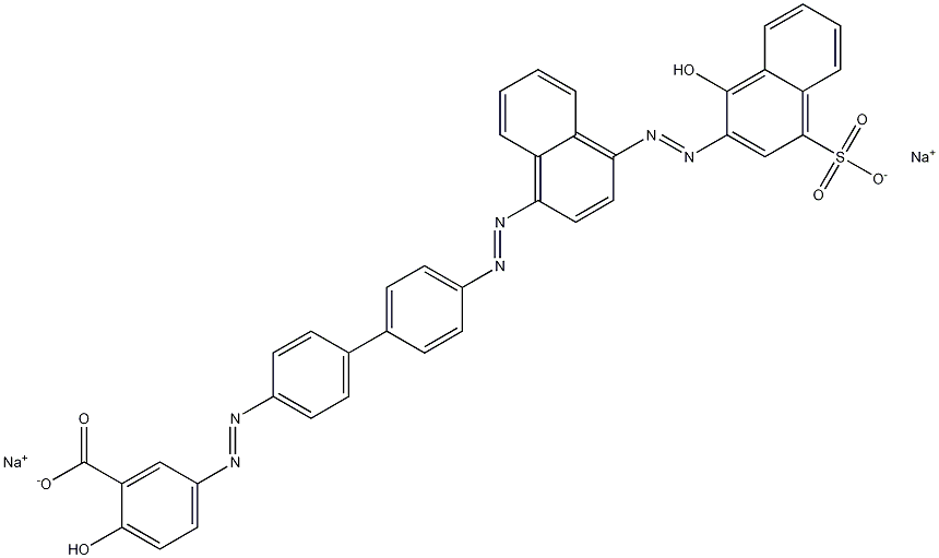 2-Hydroxy-5-[[4'-[[4-[(1-hydroxy-4-sulfo-2-naphtyl)azo]-1-naphtyl]azo]-1,1'-biphenyl-4-yl]azo]benzoic acid disodium salt 结构式