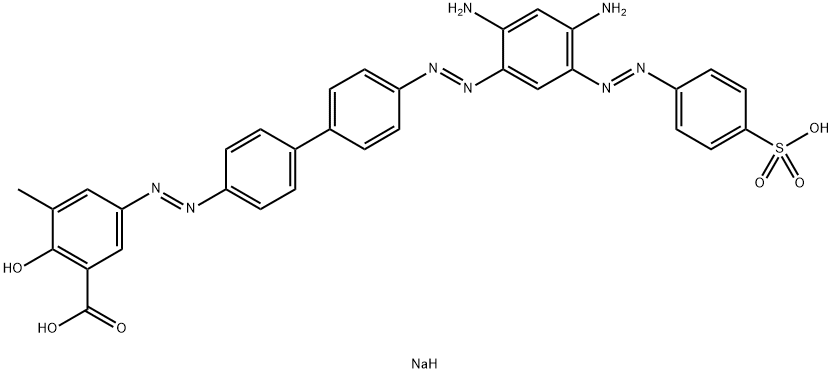 4-Amino-2-[(2,4-diaminophenyl)azo]-5-[[3-[(2,4-diaminophenyl)azo]phenyl]azo]benzenesulfonic acid sodium salt 结构式