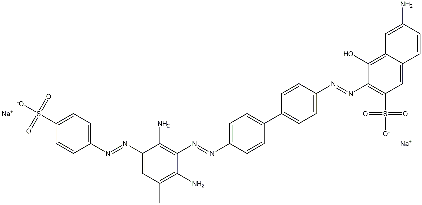 6-Amino-3-[[4'-[[2,6-diamino-3-methyl-5-[(4-sulfophenyl)azo]phenyl]azo]-1,1'-biphenyl-4-yl]azo]-4-hydroxy-2-naphthalenesulfonic acid disodium salt 结构式