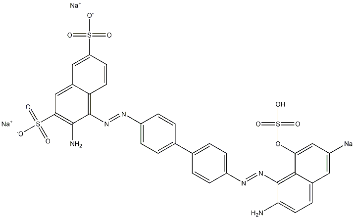 3-Amino-4-[[4'-[(2-amino-8-hydroxy-6-sodiosulfo-1-naphthalenyl)azo]-1,1'-biphenyl-4-yl]azo]naphthalene-2,7-disulfonic acid disodium salt 结构式