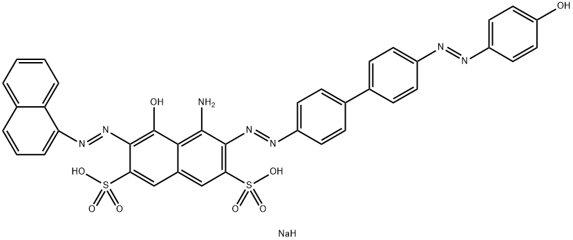 4-Amino-5-hydroxy-3-[[4'-[(4-hydroxyphenyl)azo]-1,1'-biphenyl-4-yl]azo]-6-(1-naphtylazo)-2,7-naphthalenedisulfonic acid disodium salt 结构式