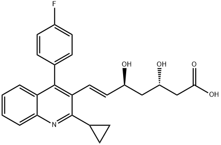 (3S,5S,6E)-7-[2-环丙基-4-(4-氟苯基)-3-喹啉基]-3,5-二羟基-6-庚烯酸 结构式