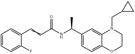 (S)-N-[1-(4-Cyclopropylmethyl-3,4-dihydro-2H-benzo[1,4]oxazin-6-yl)-ethyl]-3-(2-fluoro-phenyl)acrylamide 结构式