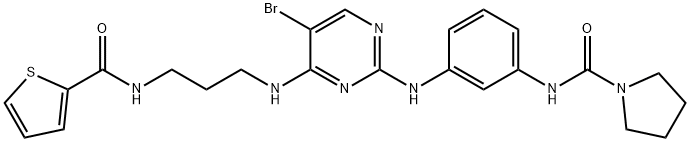 N-[3-[[5-溴-4-[[3-[(2-噻吩基羰基)氨基]丙基]氨基]-2-嘧啶基]氨基]苯基]-1-吡咯烷甲酰胺 结构式