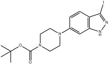 1-BOC-4-(3-碘-1H-吲唑-6-YL)哌嗪 结构式