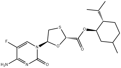 (2R,5S)-5-(4-氨基-5-氟-2-氧代-1(2H)-嘧啶基)-1,3-噻烷-2-羧酸 (1R,2S,5R)-5-甲基-2-(1-甲基乙基)环己酯 结构式