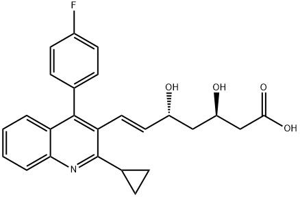 (3R,5R,6E)-7-[2-环丙基-4-(4-氟苯基)-3-喹啉基]-3,5-二羟基-6-庚烯酸 结构式