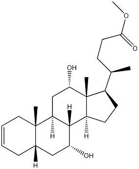 (5BETA,7ALPHA,12ALPHA)-7,12-二羟基胆-2-烯-24-酸甲酯 结构式