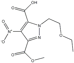 3-(甲酯基<甲氧羰基>)-1-(2-乙氧基乙基)-4-硝基-1H-吡唑-5-羧酸 结构式