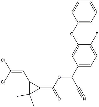 Cyclopropanecarboxylic acid, 3-(2,2-dichloroethenyl)-2,2-dimethyl-,cyano(4-fluoro-3-phenoxyphenyl)methyl ester 结构式