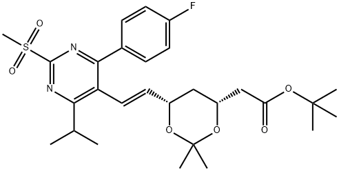 tert-Butyl-7-[4-(4-fluorophenyl)-6-isopropyl-2-methylsulfonylpyrimidin-5-yl]-(3R,5S)-isopropylidene-(E)-6-heptenoate 结构式
