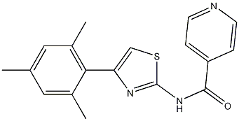 N-[4-(2,4,6-三甲基苯基)-2-噻唑基]-4-吡啶甲酰胺 结构式