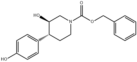 (3R,4R)-3-羟基-4-(4-羟基苯基)哌啶-1-甲酸苄酯 结构式