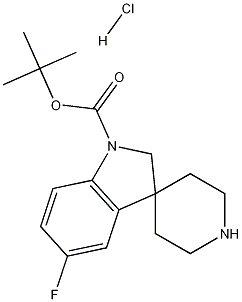1-BOC-5-氟螺[吲哚啉-3,4'-哌啶]盐酸盐 结构式