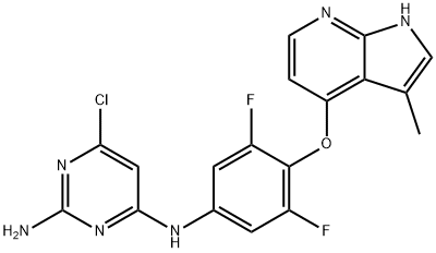 6-氯-N4-[3,5-二氟-4-[(3-甲基-1H-吡咯并[2,3-B]吡啶-4-基)氧]苯基]-2,4-嘧啶二胺 结构式