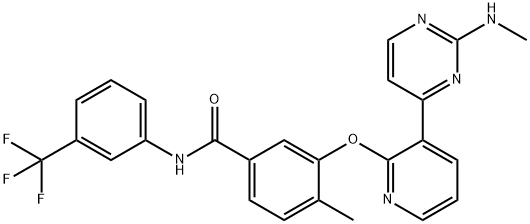 4-甲基-3-[[3-[2-(甲基氨基)-4-嘧啶基]-2-吡啶基]氧基]-N-[3-(三氟甲基)苯基]苯甲酰胺 结构式