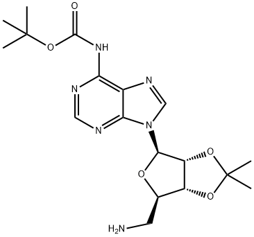 5'-氨基-5'-脱氧-N-[叔丁氧羰基]-2',3'-O-(1-甲基亚乙基)腺苷 结构式