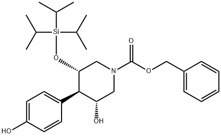 (3R,4R,5S)-3-羟基-4-(4-羟基苯基)-5-(三异丙基硅氧基)哌啶-1-甲酸苄酯 结构式