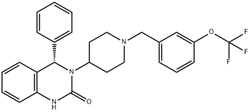 (4S)-3,4-二氢-4-苯基-3-[1-[[3-(三氟甲氧基)苯基]甲基]-4-哌啶基]-2(1H)-喹唑啉酮 结构式