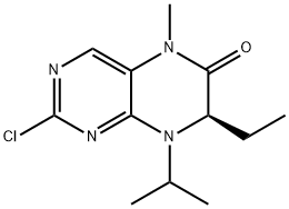 (7R)-2-氯-7-乙基-7,8-二氢-5-甲基-8-(1-甲基乙基)-6(5H)-蝶啶酮 结构式