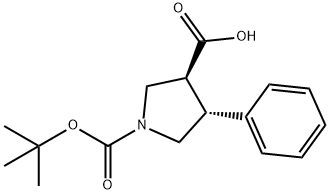 (3S,4R)-1-叔丁氧羰基-4-苯基吡咯烷-3-羧酸 结构式