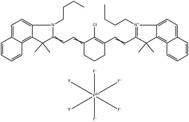 3-丁基-2-(2-[3-[2-(3-丁基-1,1-二甲基-1,3-二氢苯并[E]吲哚-2-亚基)乙亚基]-2-氯-环己烯-1-基]乙烯基)-1,1-二甲基-1H-苯并[E]吲哚六氟磷酸盐 结构式