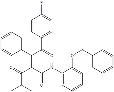 2-[2-(4-Fluorophenyl)-2-oxo-1-phenyl-ethyl]-4-methyl-3-oxo-pentanoic Acid, (2-Benzyloxy-phenyl)-amide 结构式