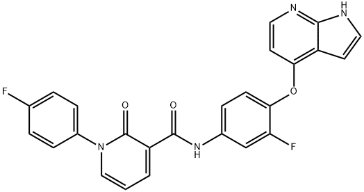 1-(4-氟苯基)-N-[3-氟-4-(1H-吡咯并[2,3-B]吡啶-4-基氧基)苯基]-1,2-二氢-2-氧代-3-吡啶甲酰胺 结构式