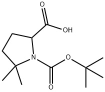 1-叔丁氧羰基-5,5二甲基吡咯烷-2甲酸 结构式
