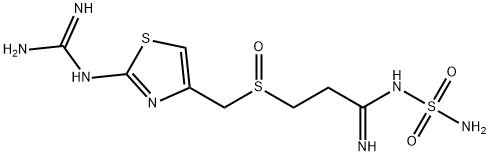 3-[[[2-[(氨基亚胺甲基)氨基]-4-噻唑基]甲基]亚磺酰]-N-(氨基磺酰基)丙脒 结构式