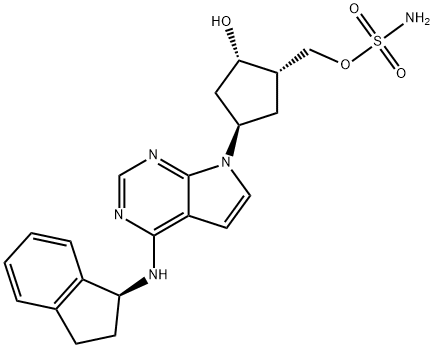 氨基磺酸 [(1S,2S,4R)-4-[4-[[(1S)-2,3-二氢-1H-茚-1-基]氨基]-7H-吡咯并[2,3-D]嘧啶-7-基]-2-羟基环戊基]甲基酯 结构式