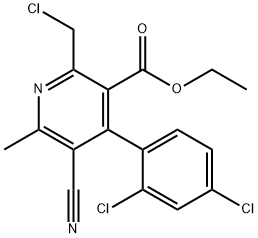 乙基-2-(氯甲基)-4-(2,4-二氯苯基)-5-氰基-6-甲基吡啶-3-羧酸酯 结构式
