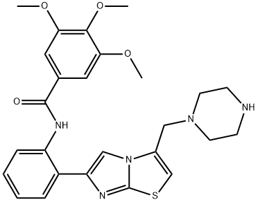 3,4,5-三甲氧基-N-(2-(3-(哌嗪-1-基甲基)咪唑并[2,1-B]噻唑-6-基)苯基)苯甲酰胺 结构式