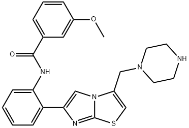 3-METHOXY-N-[2-[3-(1-PIPERAZINYLMETHYL)IMIDAZO[2,1-B]THIAZOL-6-YL]PHENYL]BENZAMIDE 结构式