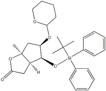 (3aR,4S,5R,6aS)-4-(tert-Butyldiphenylsilyloxy)methyl-5-tetrahydropyranyloxy-hexahydro-2H-cyclopenta[b]furan-2-one 结构式