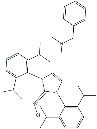 氯[[1,3-双(2,6-二异丙苯基)咪唑-2-亚基](N,N-二甲基苄胺)钯(Ⅱ)] 结构式