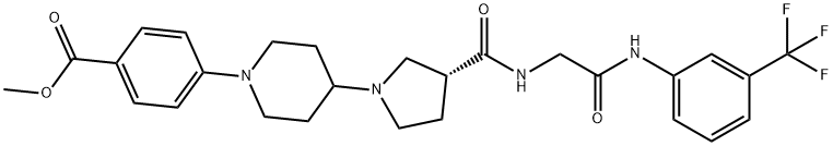 Benzoic acid, 4-[4-[(3R)-3-[[[2-oxo-2-[[3-(trifluoromethyl)phenyl]amino]ethyl]amino]carbonyl]-1-pyrrolidinyl]-1-piperidinyl]-, methyl ester 结构式