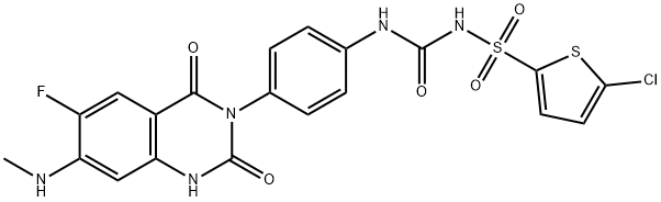 5-氯-N-[[[4-[6-氟-1,4-二氢-7-(甲基氨基)-2,4-二氧代-3(2H)-喹唑啉基]苯基]氨基]羰基]-2-噻吩磺酰胺 结构式