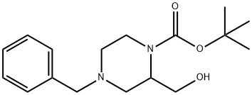 1-PIPERAZINECARBOXYLIC ACID, 2-(HYDROXYMETHYL)-4-(PHENYLMETHYL)-, 1,1-DIMETHYLETHYL ESTER 结构式