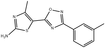 [4-甲基-5-[3-(3-甲基苯基)-1,2,4-恶二唑-5-基]噻唑-2-基]胺 结构式