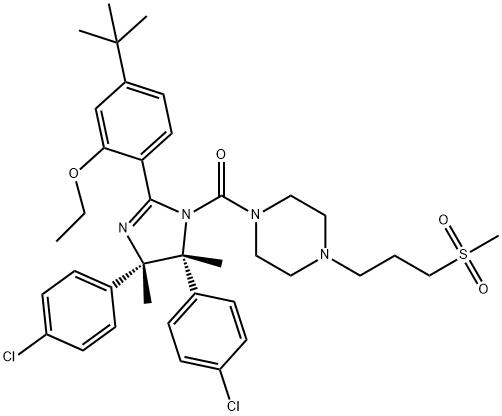 [(4R,5S)-4,5-双(4-氯苯基)-2-[4-(1,1-二甲基乙基)-2-乙氧基苯基]-4,5-二氢-4,5-二甲基-1H-咪唑-1-基][4-[3-(甲磺酰基)丙基]-1-哌嗪基]甲酮 结构式